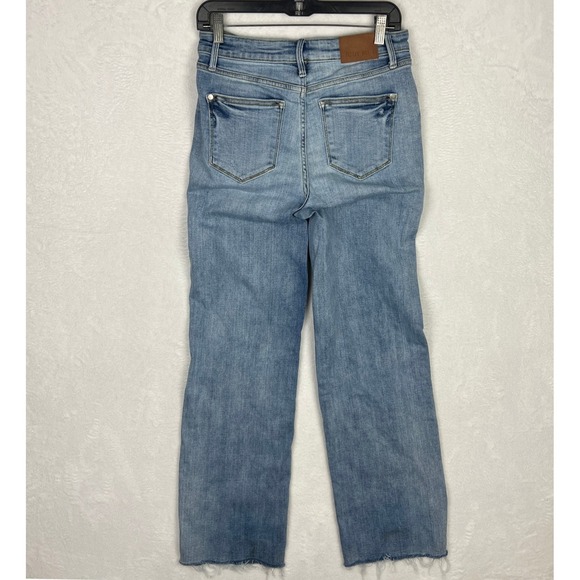 Judy Blue Straight Fit Jeans Womens 7/28 Blue Cutoff Denim High Rise V Front - Picture 4 of 11